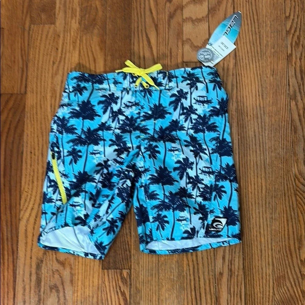 Laguna BLUE ATOLL Big Ultimate Palm Swim Trunks Shorts‎ Boys Small 8 NWT